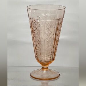 Vintage Federal Glass Company Sharon Pink Footed Ice Tea Tumbler. Chipped